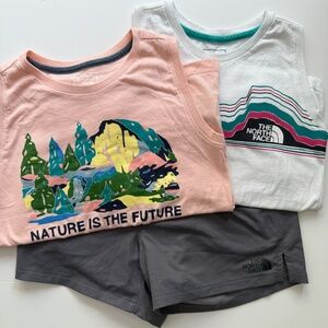 North Face Girls 3 Piece BUNDLE, Size Small & Medium, 2 Tanks & 1 Pair of Shorts